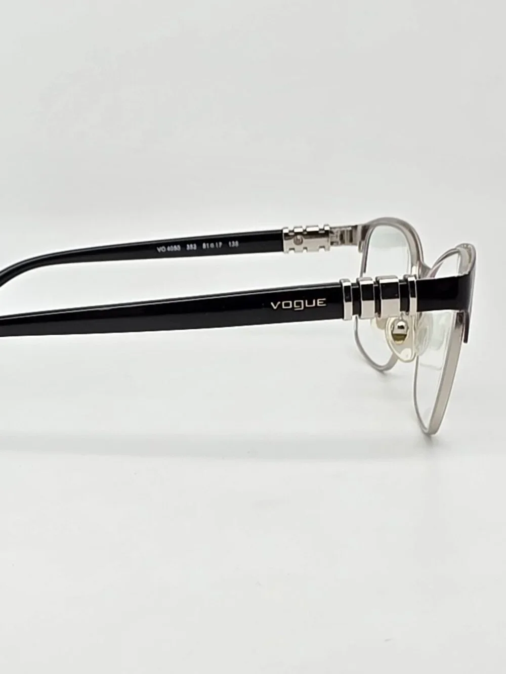 Vogue VO4050 352 Polished Black on Silver Cat Eye Eyeglasses Frame w/ Case 51mm